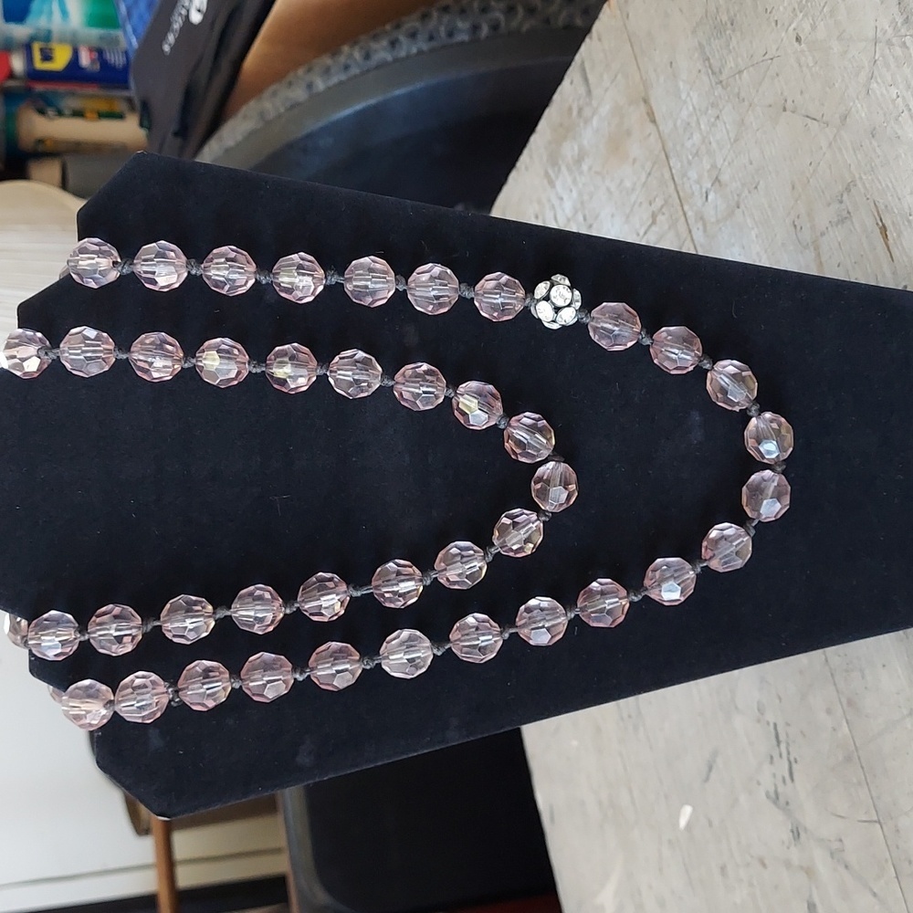 Blush beads with rhinestone accent